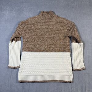 Talbots MARL BLOCK CABLE KNIT MOCKNECK SWEATER Size Medium